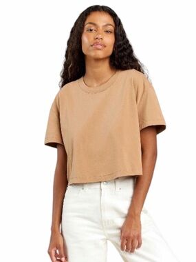 Nuuds Cropped Tee Cinnamon Boxy Cotton Crewneck Short Sleeve Small